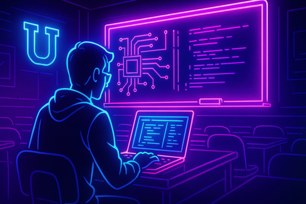 AI Generated image representing Computer science University student.